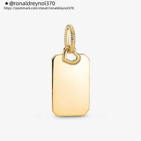 Pandora Engravable Rectangle Tag Pendant - Picture 1 of 6